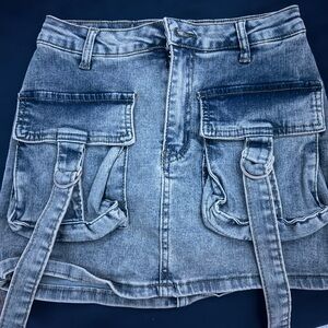 Denim Mini Skirt with Pockets